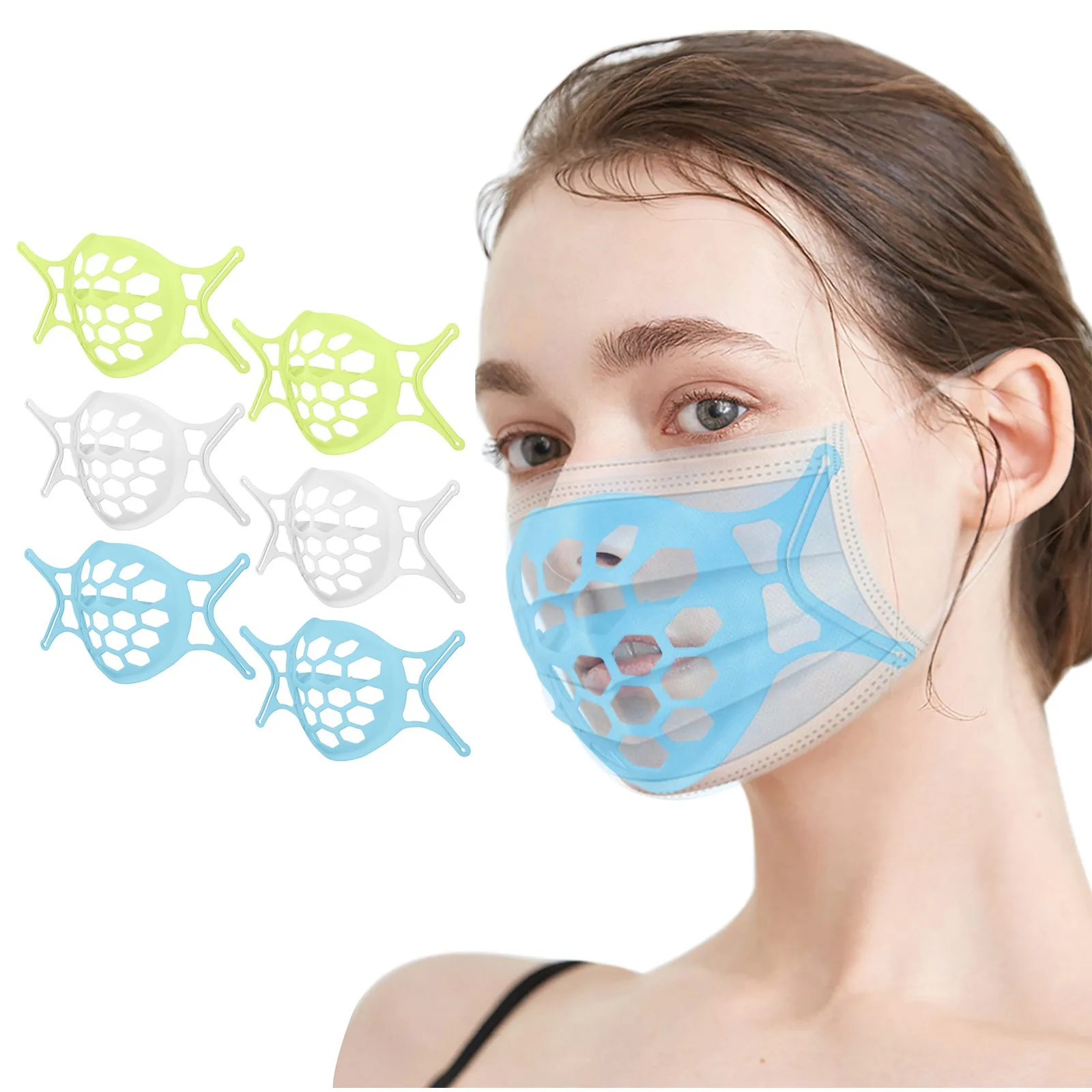 Soporte 3D para mascarilla de adulto, 2 uds., soporte para la nariz y la boca separado, soporte de cojín interno de respiración, soporte transpirable de silicona para mascarilla