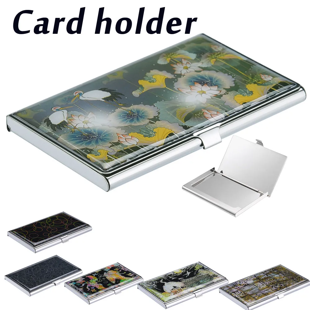 

Stainless Steel Drop Glue Card Holder Metal Cover Credit Business Card Wallet