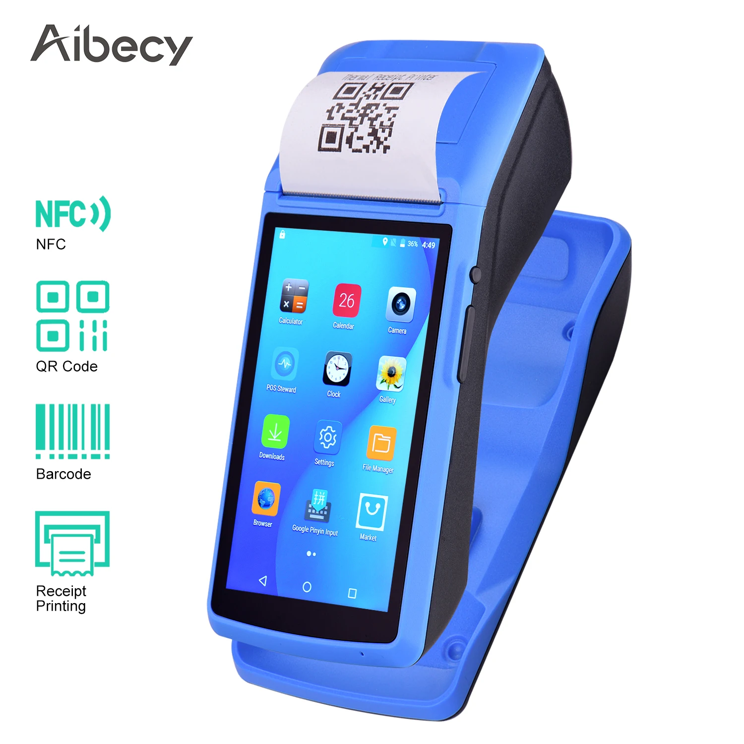 Aibecy все в одном терминал оплаты чековый принтер с 5 дюймовым сенсорным экраном