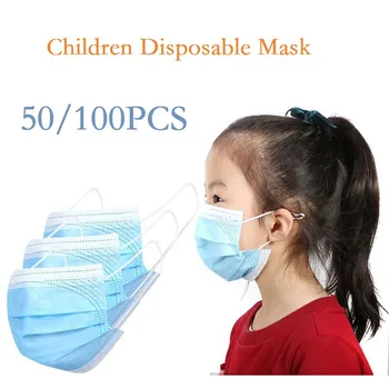 

50/100PC scarf Disposable Face Masks Protective Child Masks 3-Layer filtration drop shipping