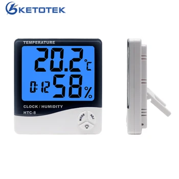

Ketotek LCD Thermometer Hygrometer Alarm Clock Digital Room Electronic Temperature Humidity Meter Weather Station HTC-8