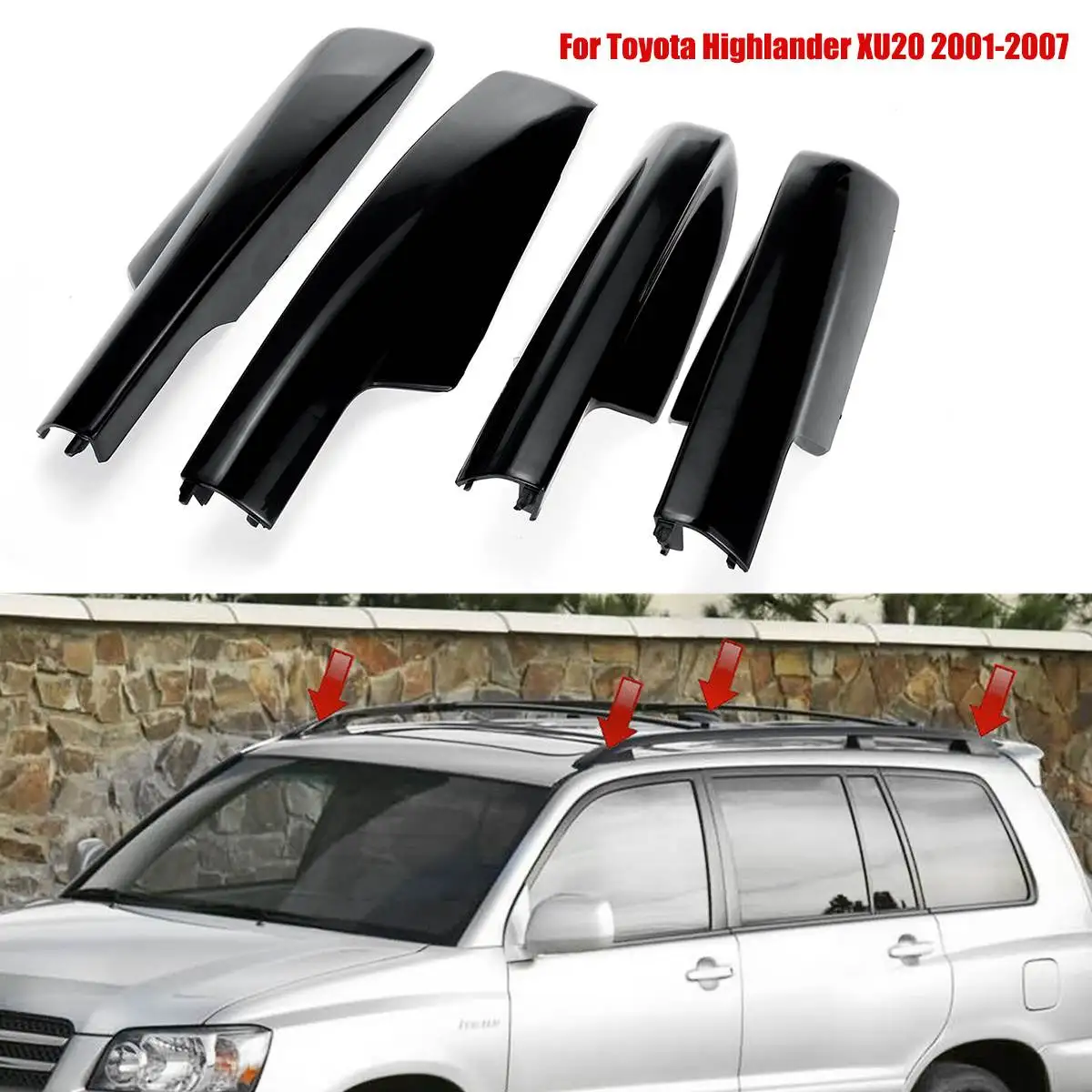 Mofaner 4 шт. крышная рейка рельса Защитная крышка для Toyota Highlander XU20 2001 2007
