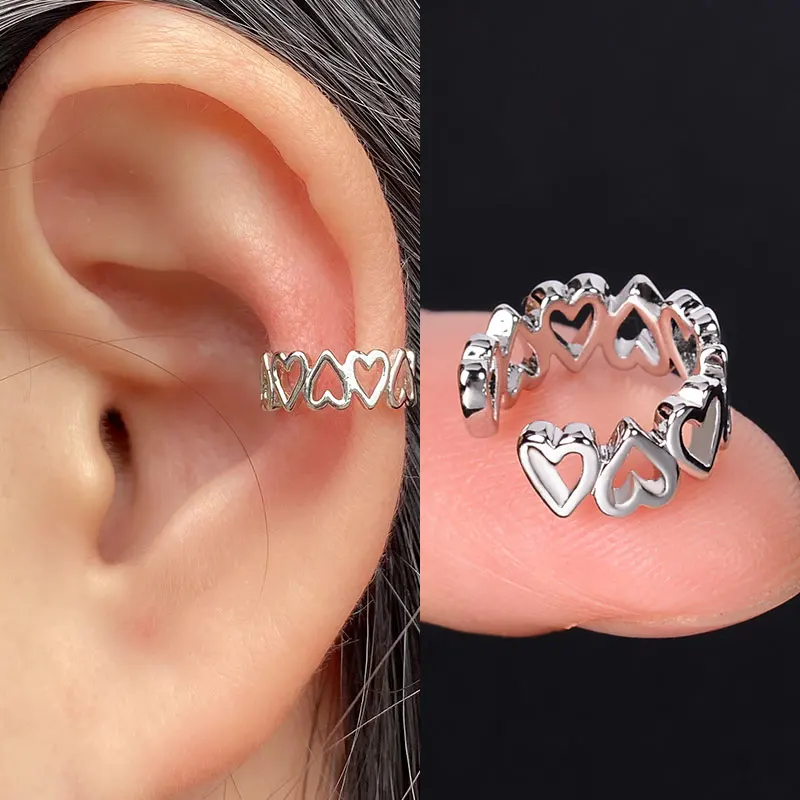 Stackable Earrings Without Ear Hole Star Wrap Clip On Earrings Earcuff for Women Chain Hollow Ear Cuff  Fake Earring Piercing