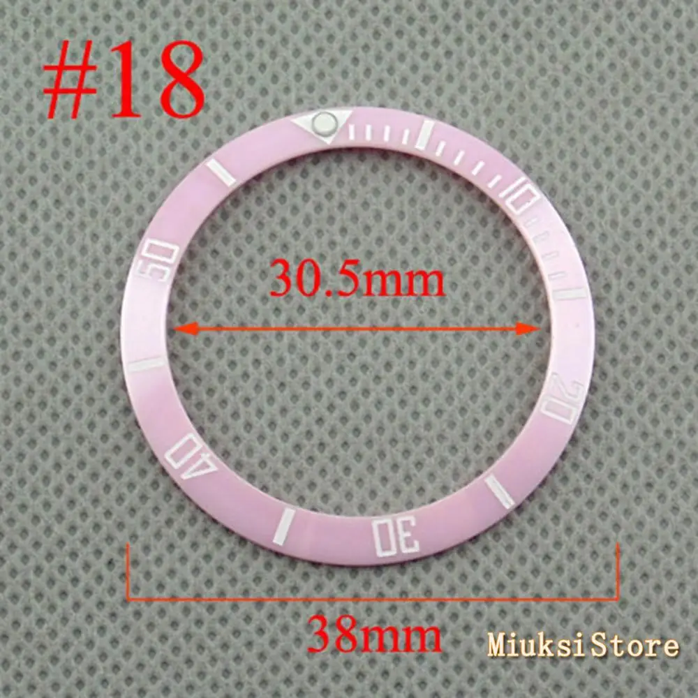 18 Parnis 38mm black blue white green Ceramic/Titanium Bezel insert for 40mm case Watch accessories bezel - Цвет: 18