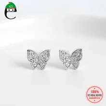 ElfoPlataSi 925 стерлингового серебра ослепительные насекомые Сережка-гвоздик в форме бабочки для женщин девочка ребенок леди серебро 925 ювелирные изделия подарок ED461