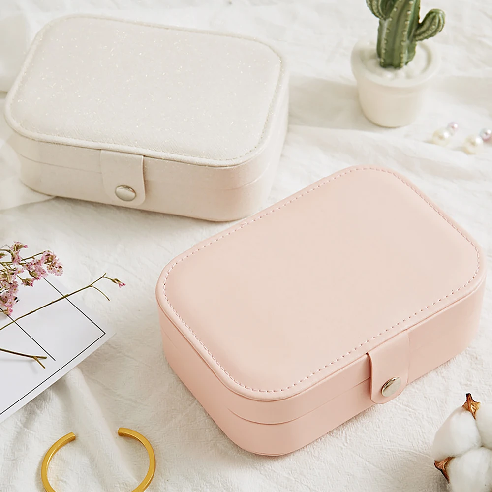

Lady PU Leather Jewelry Box Storage Box Ring Display Case Portable Jewelry Organizer for Necklaces Joyeros Organizador De Joyas