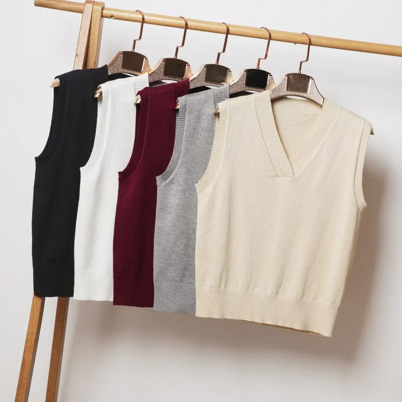 

Unsex Men Women Vest Sweater for Ladies Sleeveless Autumn V-Neck Pullover Solid Knitted Winter Tops Oversized Plus Size Large