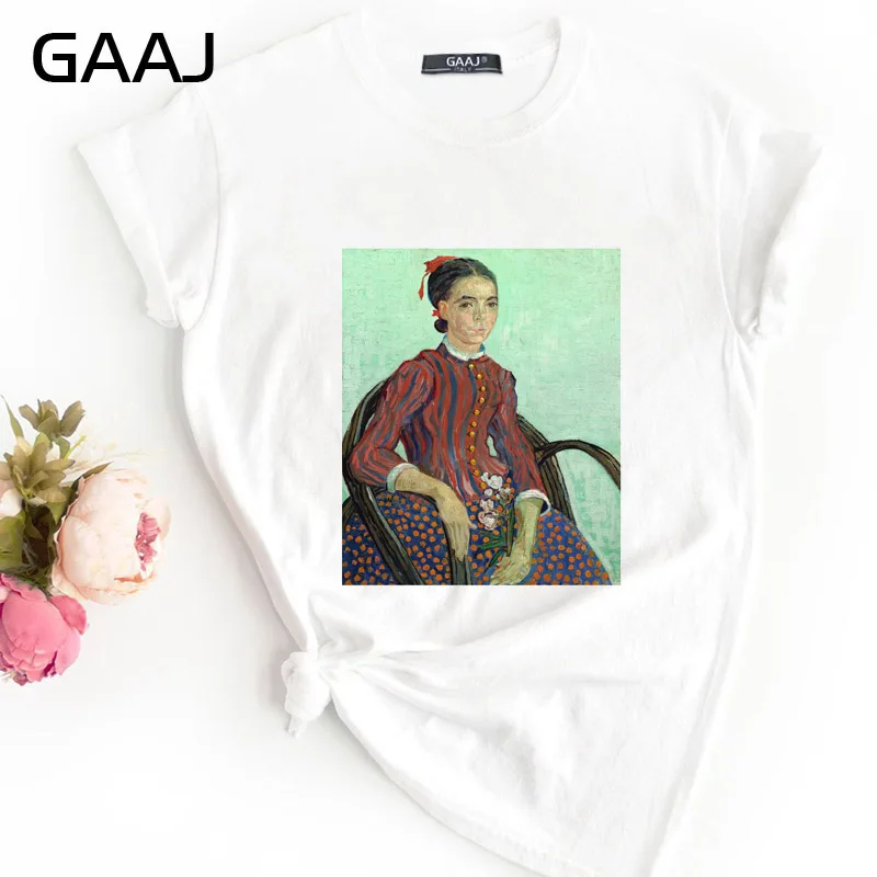 24 GAAJ "Van Gogh Van Goghing Van Gone", Футболка для женщин, женские футболки, одноцветная Футболка с принтом размера плюс, дизайнерская футболка для влюбленных 8YCDH - Цвет: 24