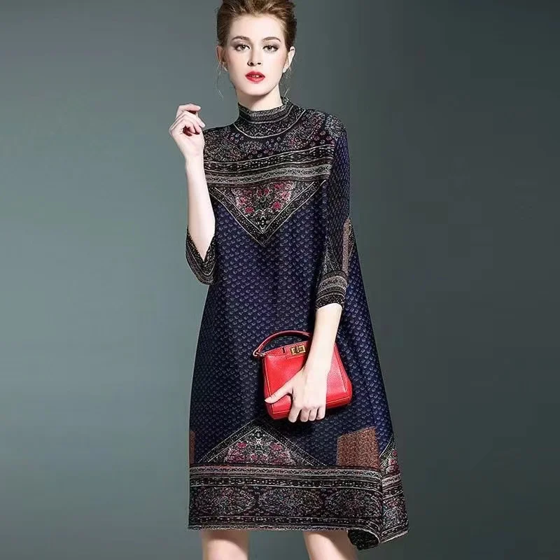 

Женская плиссированная водолазка Miyake, свободная водолазка в стиле ретро, большой размер, Осень-зима