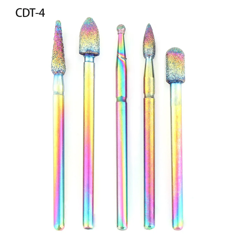 CDT-4 1 коробка радужные алмазные сверла для ногтей набор фрезы для электрического маникюра шлифовальный станок для удаления кутикулы Вращающийся аксессуар для ногтей - Цвет: CDT-4
