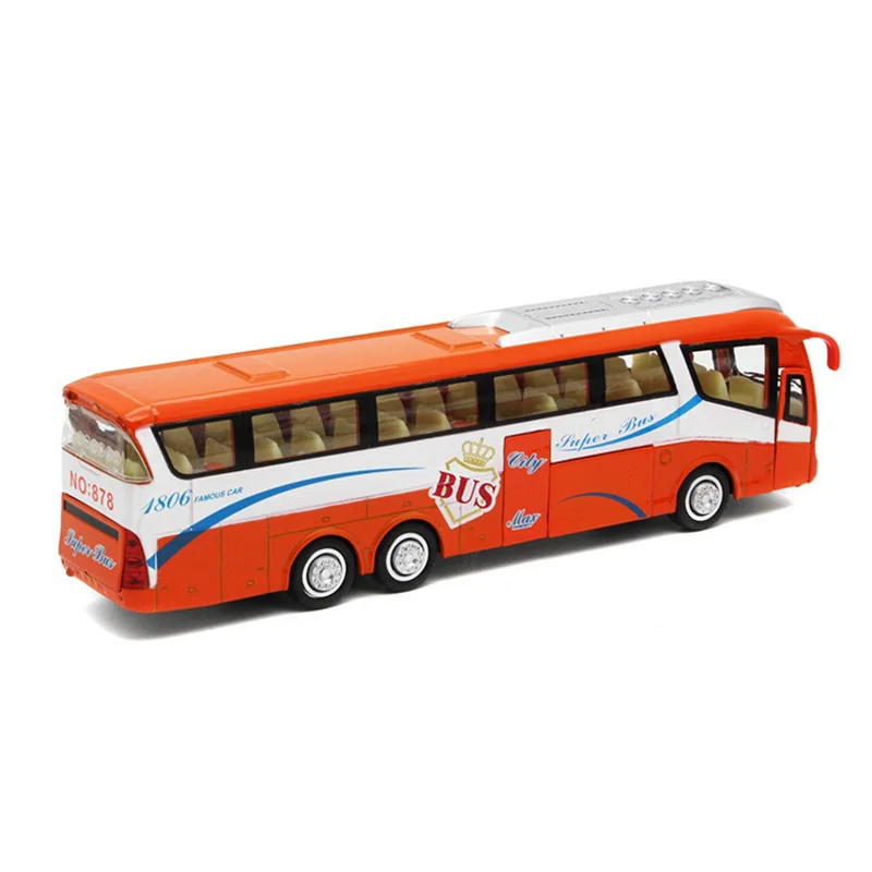 1:32 Alloy Car Models High Simulation City Bus Metal Diecasts Toy Vehicles Pull Back and Flashing and Musical