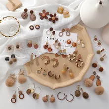 Серьги подвески кофейные в Корейском стиле эффектные плюшевые