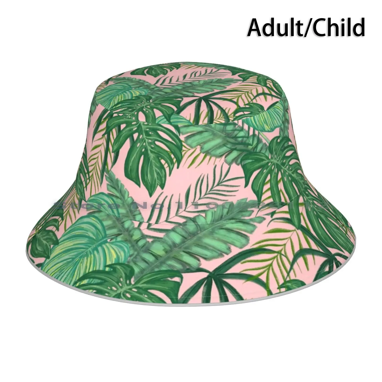 Art Deco Jungle Bucket Hat Sun Cap Art Jungle Palm Jungle Palm Leaf Foglie Verdi Nature Botanica Outdoor Boat Foglie Di Palma I
