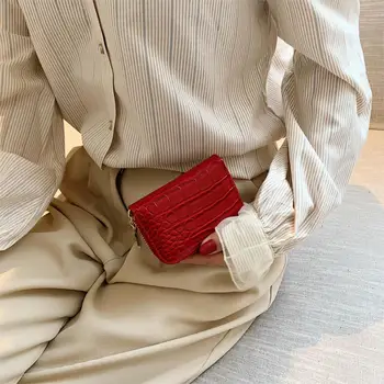 

Crocodile Pattern PU Leather Zipper Wallet for Women 2020 Solid Color Short Purses Female Fashion Simple Card Money Coin Purse