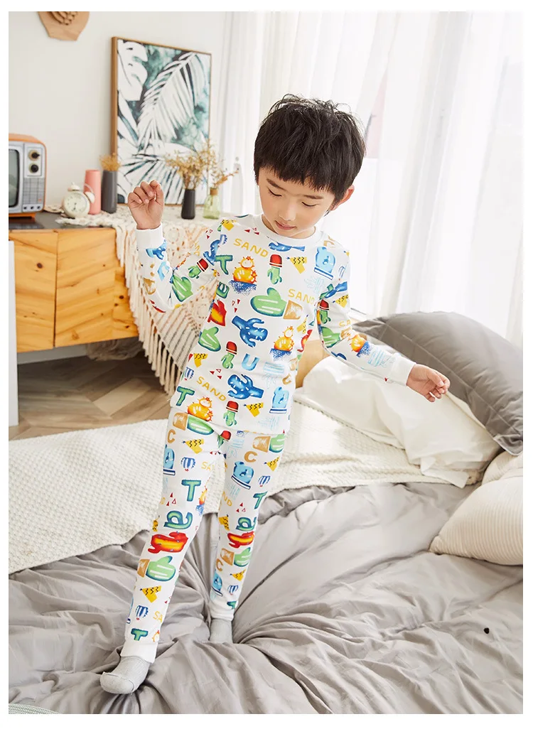Korean-style Boys' Pajama Autumn& Winter New Style Pure Cotton CHILDREN'S Underwear Suit Children Tracksuit Childrenswear