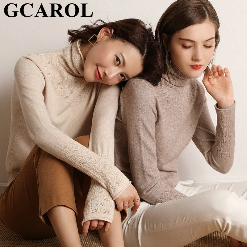 GCAROL, Осень-зима, Женская водолазка, 30% шерсть, свитер с разрезом, на каждый день, большой размер, кашемир, Короткий Джемпер, OL, элегантный пуловер