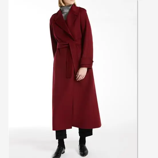 Fine coat Осенне-зимняя Новинка, Европейский и американский стиль, простая Мода без галстука с пряжкой, Кашемировое шерстяное пальто, пальто для женщин - Цвет: Fine coat