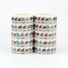 Gnomes de noël rouge et vert décoratifs, 10 pièces/lot, bande adhésive Washi pour Journal à puces, ruban de masquage, papeterie mignonne