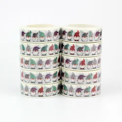 Gnomes de noël rouge et vert décoratifs, 10 pièces/lot, bande adhésive Washi pour Journal à puces, ruban de masquage, papeterie mignonne 