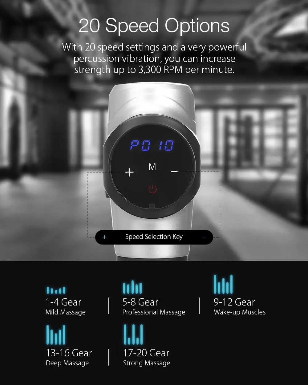 DIGOO DG-MG010 Электрический перкуссионный Вибрационный USB Перезаряжаемый массажер для шеи и мышц тела 20 скоростей 4 режима расслабляющие инструменты