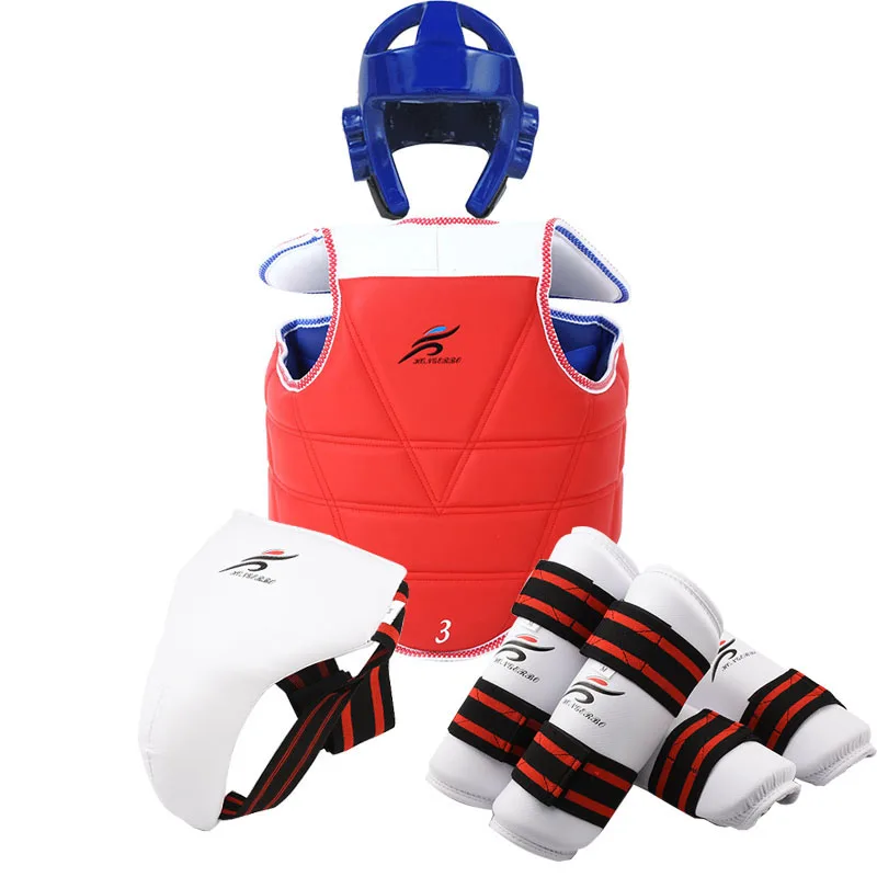 

Body Protector Taekwondo WTF Karate Gear Set Adult Kids Jockstrap Chest Helmet Forearm Arm leg Shin Guard Training Equipment