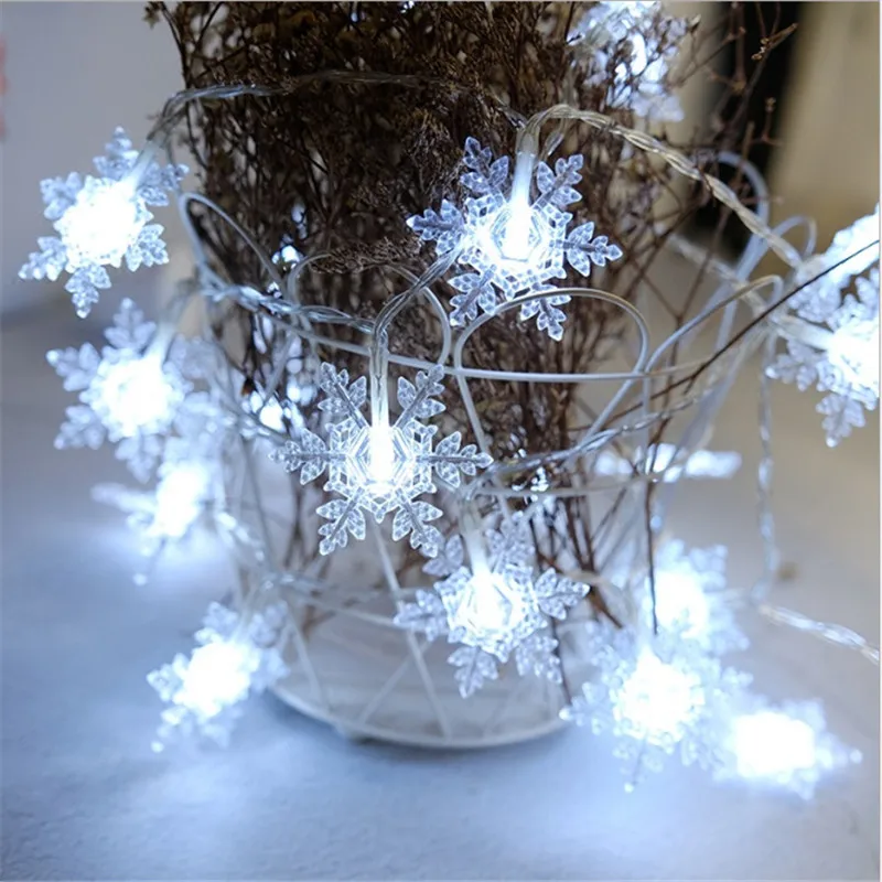 1.5/3M 10/20 LED String Snowflake Christmas Lights Warm White Fairy Wedding Lamp Party Holiday Decor（Batteries not included）