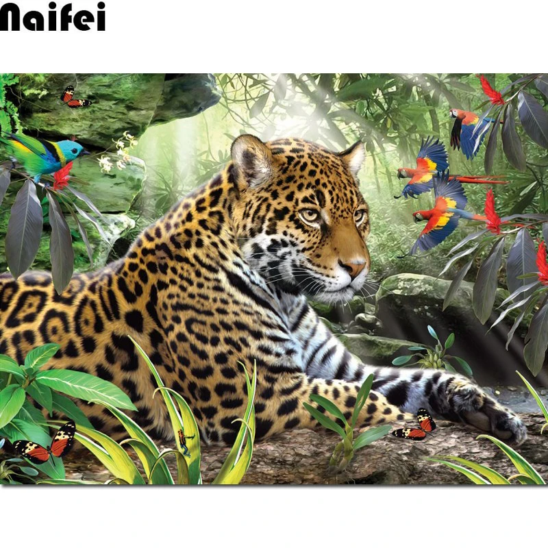 diy Diamond Embroidery jungle Tiger Painting Animal 5D DIY Mosaic bitCat scenery Full Round Square Home Decor | Дом и сад