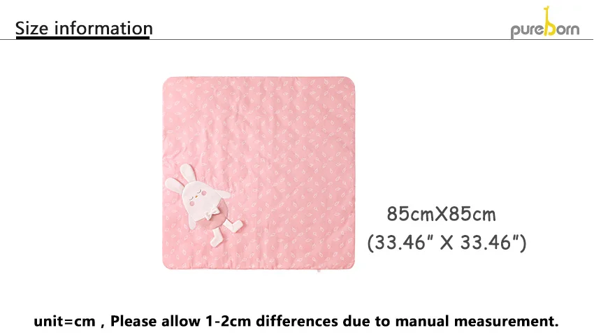 Стеганое одеяло Pureborn для фотосъемки младенцев; одеяло с рисунком кролика для маленьких мальчиков и девочек; зимнее одеяло для новорожденных