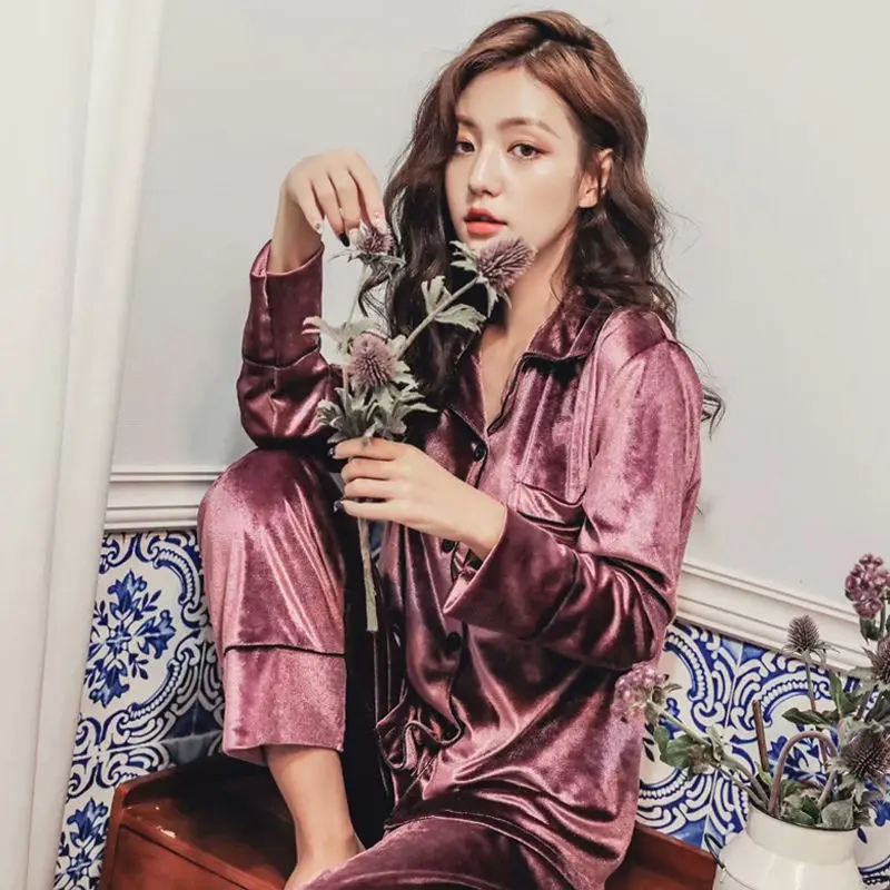 Autumn Women Pajamas Set For Women Sleepwear Faux Silk Velvet Spring Pijama Pyjamas Nightwear Set Female Homewear Buy At The Price Of 16 50 In Aliexpress Com Imall Com