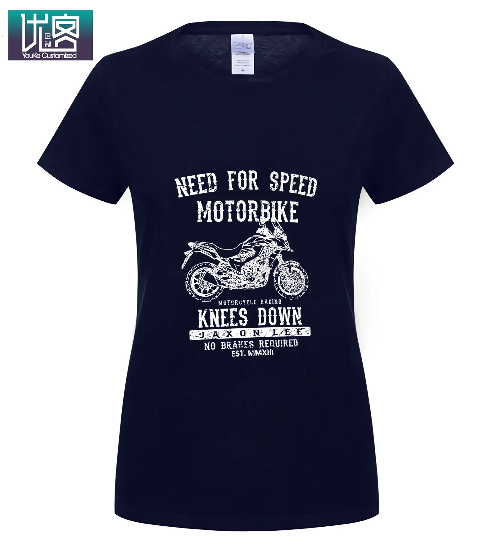 Скорость Cb500x мотоцикл искусство Футболка Одежда популярная футболка Crewneck хлопок тройники удивительные короткий рукав уникальный для мужчин топы - Цвет: women navy
