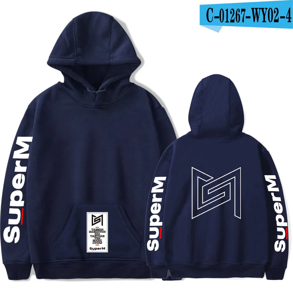 SuperM/толстовки; спортивная одежда; Модные женские толстовки; сезон осень-зима; Лидер продаж; пуловер для мальчиков и девочек; стиль с белыми буквами; Harajuku - Цвет: As picture