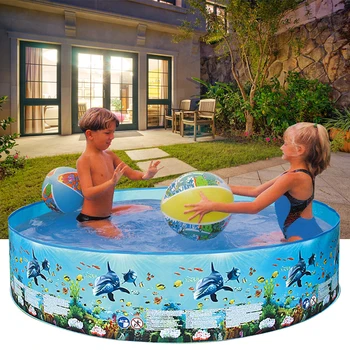 

Animals Pattern Playing Water Pool Bathing Tub Thickened PVC Summer Party Swimming Round Home Outdoor Family Children Portable
