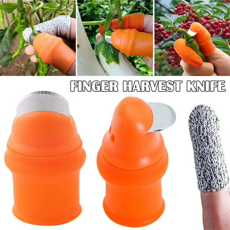 Finger Protector Silicone Thumb Knife Vegetable Harvesting Garden Gloves