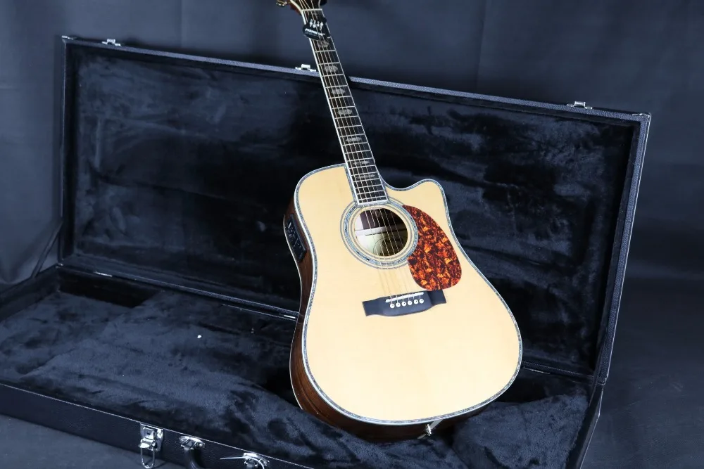 41 ''D стиль cb-45 Cutway Акустическая Электрогитара Fishman эквалайзер Массив ели Топ черное дерево гриф из красного дерева Гровер тюнер