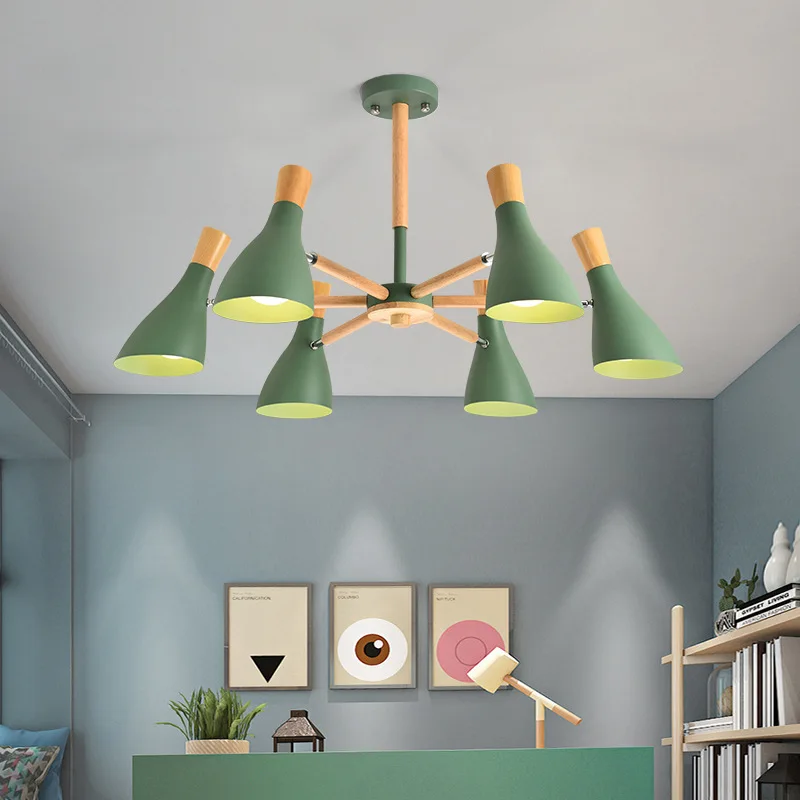 

Northern European-Style Creative Wrought Iron Lamp Macarons Chandelier Simple Cool Living Room Office LED Light Lamps Lighting W