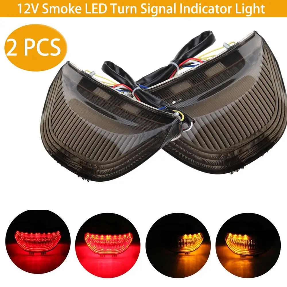 

2Pcs 12V Smoke LED Turn Signal Indicator Light Brake Tail Light Daytime Running Light For Honda 03-06 CBR600RR 04-07 CBR1000RR