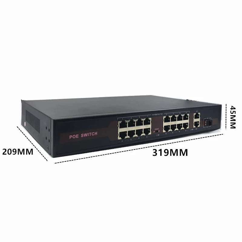 16-3(1000M)ports 48V Ethernet POE switch with 16(100M)+2(1000M)+1SFP Port IEEE 802.3 af/at Suitable for IP camera/Wireless APcamera system - Цвет: 16-3(1000M)ports