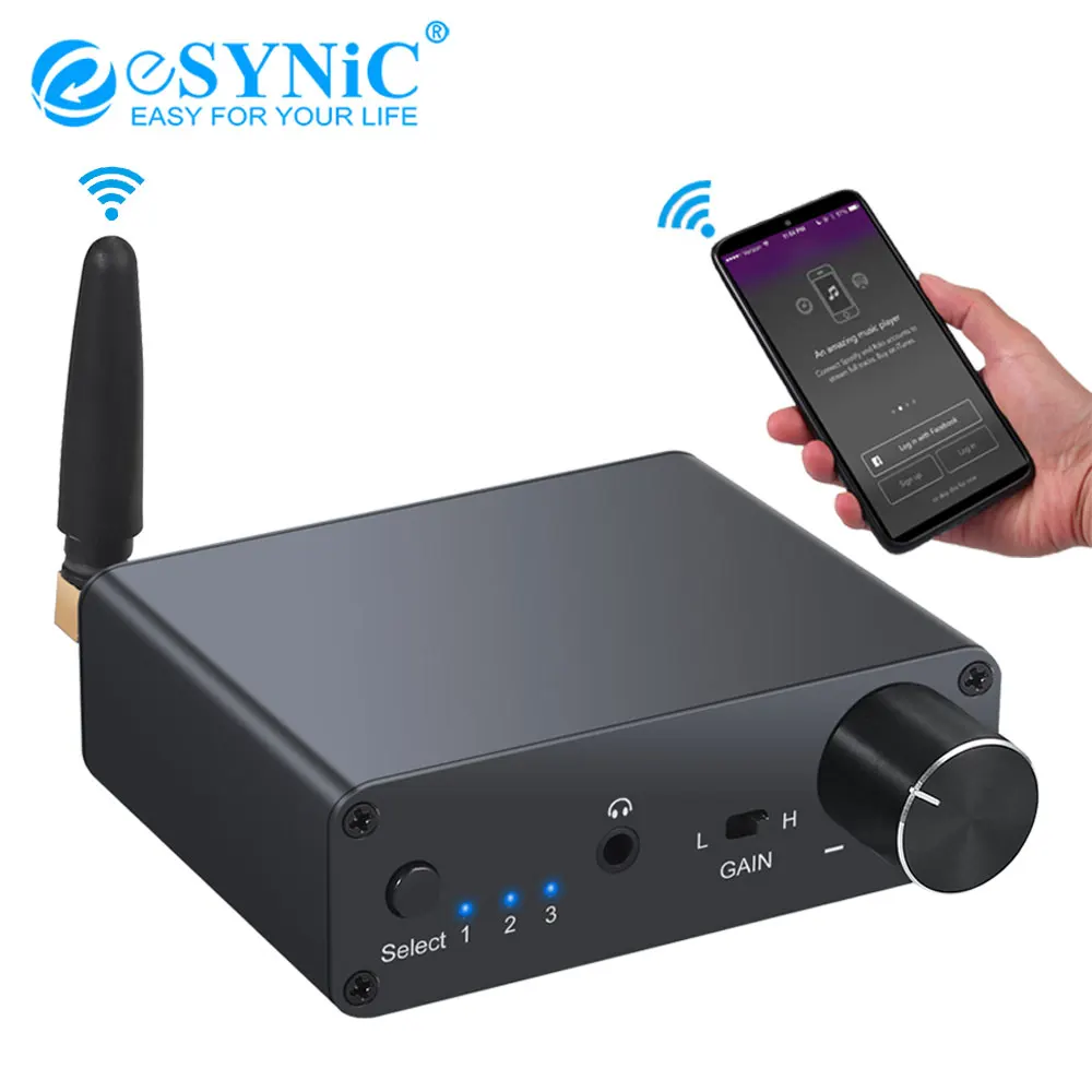 eSYNiC DAC Digital to Analog Converter with Headphone Amplifier Bluetooth Coaxial Toslink to 3 5mm Audio Adapter Support aptX