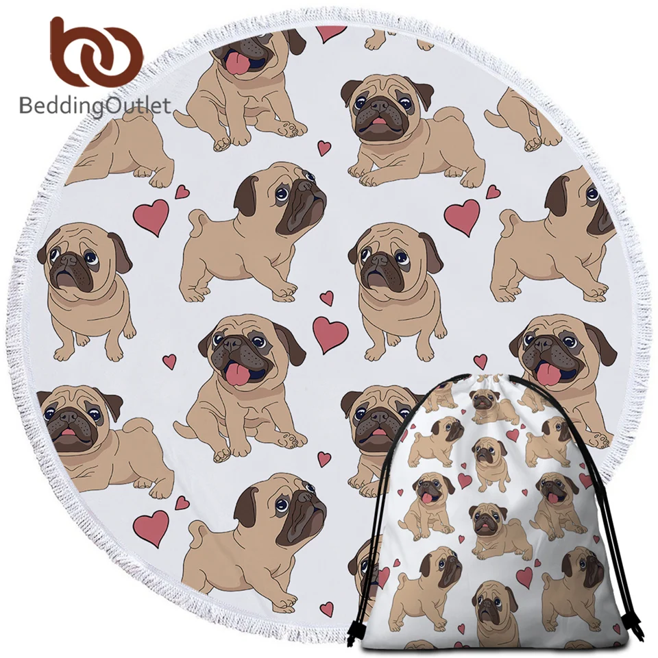 BeddingOutlet Bulldog Microfiber Towel Cartoon Dog Pet Beach Towels Kid Puppy Pug Picnic Mat Cartoon Animal Beach Mat