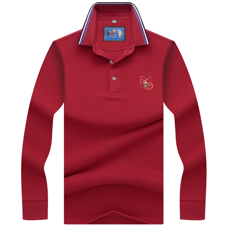 8893 Red Hollirtiger, супер удобные поло, para hombre, бизнес стиль, не скатывается, мужские поло с длинным рукавом, не деформируются, мягкие, одноцветные, Homme, рубашка поло - Цвет: 8893 Red