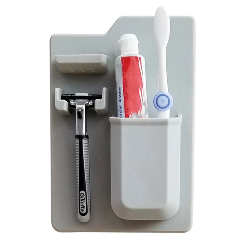 Silicone Bathroom Organizer Toothbrush Wall Holder Shaver Razor Organizer Toothpaste Holder For