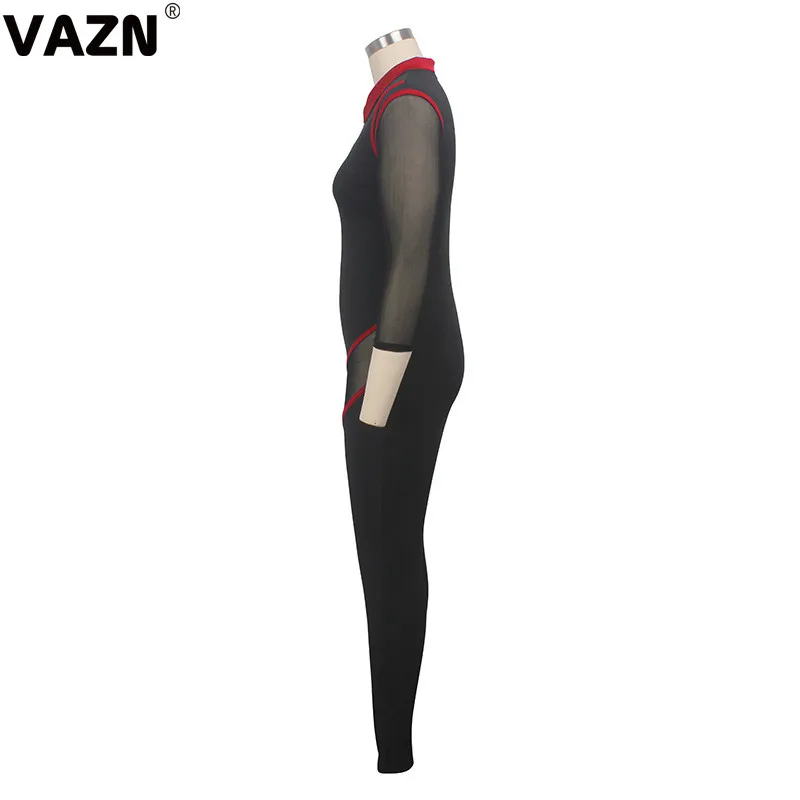 VAZN SMR9265 продукт лето сексуальная леди 4 цвета gauzy комбинезон полный рукав молния Летающий костюм-комбинезон леди шикарный комбинезон