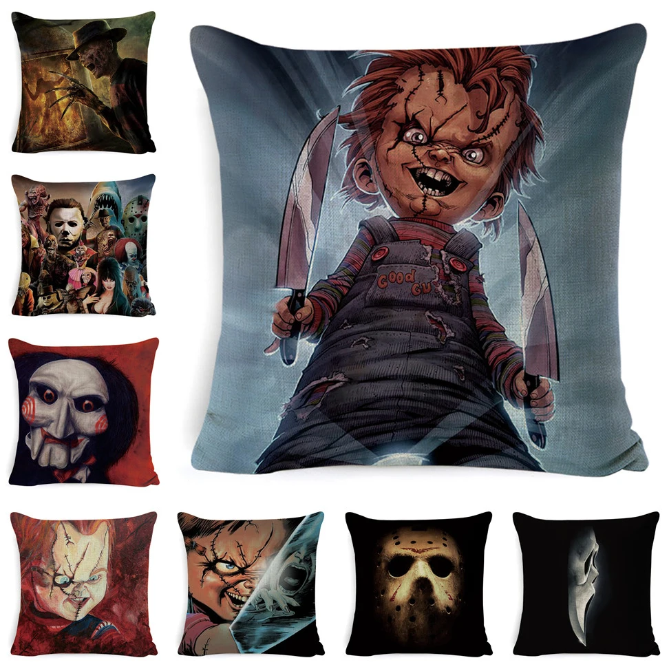 Halloween Horror Cushion Cover Chucky Annabelle Scream Clown Printed Throw Pillows Living Room Decorative Pillow Case | Дом и сад