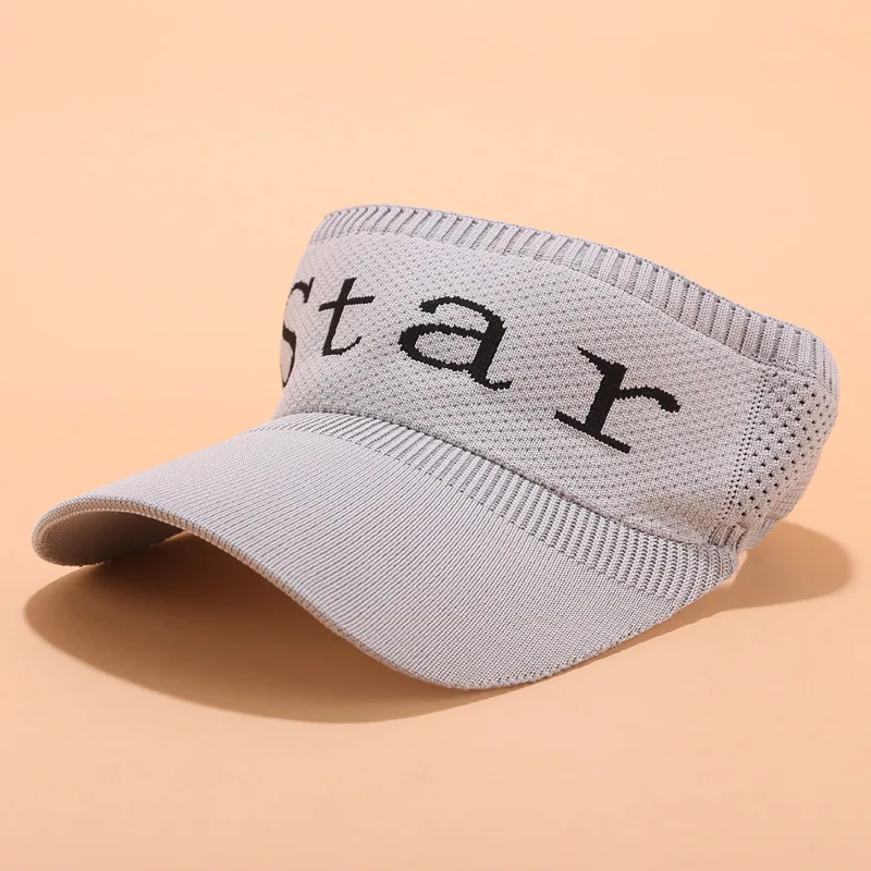 Star-Gray Человек для бега и тенниса Гольф Горячая Распродажа унисекс Открытый движения Вязание Пустой Топ козырек Кепка для женщин досуг письмо Солнцезащитная шляпа B19 - Цвет: Star-Gray