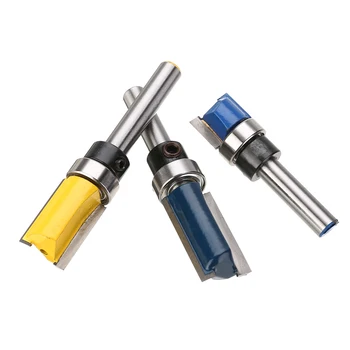 

3Pcs/Set 6.35mm Shank Flush Trim Router Bit Pattern Bit 1/4" with Bearing Woodworking Milling Cutter