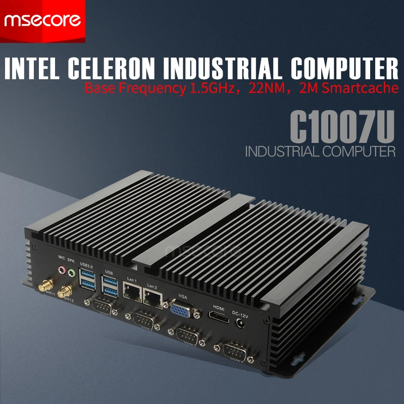 MSECOREC1007U I5 3317U безвентиляторный мини ПК Windows 10 Настольный компьютер промышленный неттоп barebone HTPC HDMI VGA 2 * LAN 4 COM