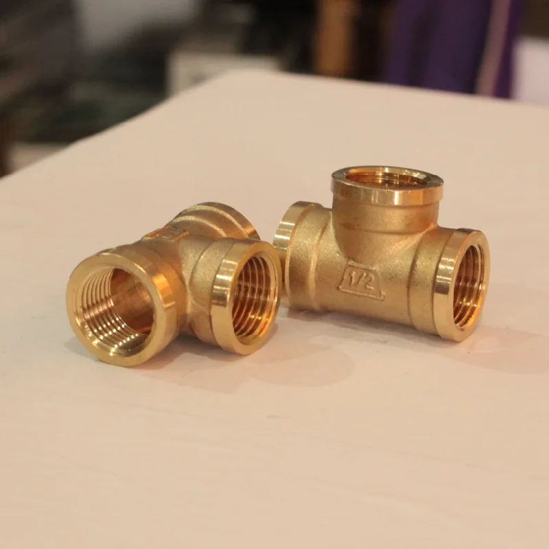 HJ 6 Points 1-Inch Brass Internal Thread Tee Joint Plumbing Accessories Copper Fittings Internal Thread Copper Fittings T-connec