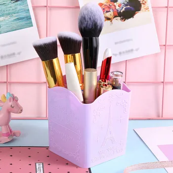 

Multifunctional Nail Art Tool Makeup Eiffel Tower Pen Holder 4 Compartments Desk PP Container Mini Cosmetic Brush Cases