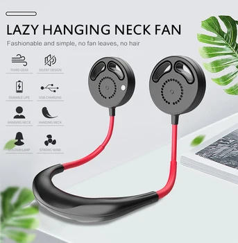 

2020 NEW 360° Portable USB Charging Hanging Neck Fan Lazy Neck Double Fan Office Sport Hand Free Mini Fan 3 Speed Adjustable