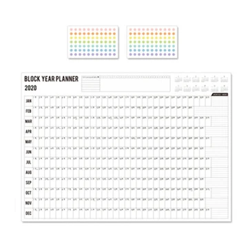 

2020 Block School Habit Daily Office Living Room Study Home Year Planner Paper Mark Stickers Calendar Wall Decor